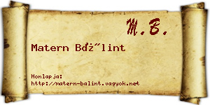 Matern Bálint névjegykártya